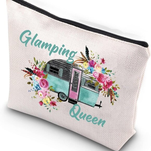 Glamping Gift for Women Clamping Queen Nature Lover Zipper Pouch Makeup Bag Glam - Picture 1 of 6